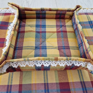Cestino per il pane in tessuto scozzese decorato con pizzo, vassoio in tessuto in stile country francese, cestino in tessuto per vassoio tovaglioli, idee per lo scambio di regali di Natale