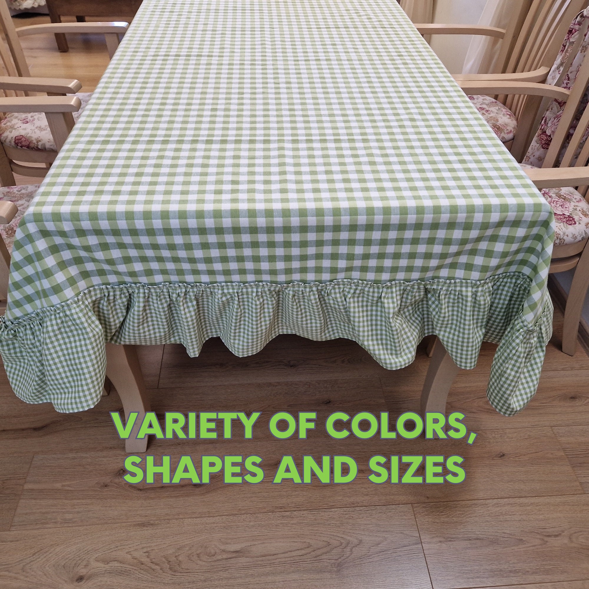 Gingham table skirt clearance