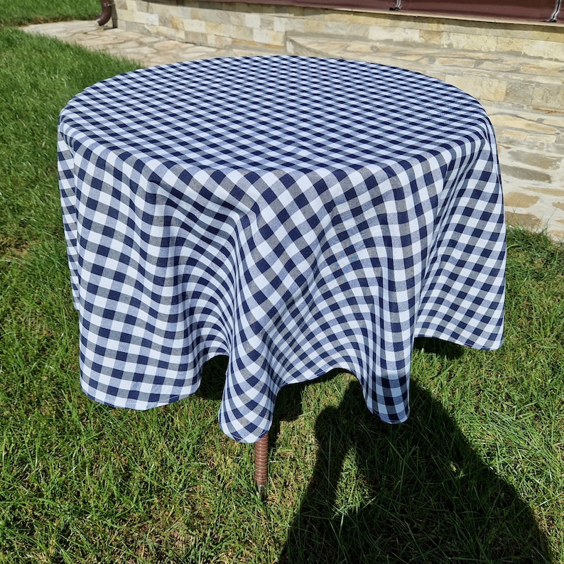 Retro Checker Tablecloth Many Colors, Custom Gingham Plaid Table Cloth Round Oval Rectangle Square, Check Table Cover for Kitchen Dining imagen 7