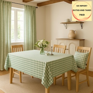 Mantel de cuadros vichy, de algodón, de tamaño personalizado, para comedores, cocinas y fiestas navideñas.