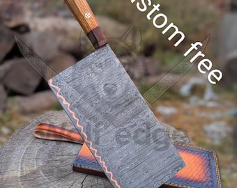 Cuchillo nakiri de Damasco hecho a mano con mango de nogal wengué, cuchillo de chef personalizado