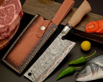 Cuchillo de carnicero San Mai de cobre damasco forjado a mano