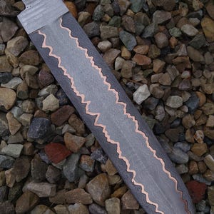 Copper DAMASCUS Knife Blank Blade DIY For knife Handmade forged san mai cu mai Blank Blade Make for gift Knife anniversary gift