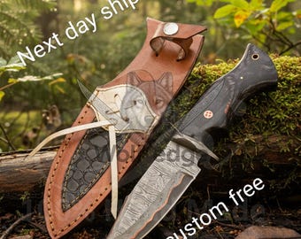 Custom knives, Handmade Copper Damascus outdoor camping Hunting Knives Waves Copper Line Cu Mai Gift For Him, Xmas father groomsman's gifts