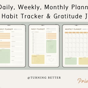 Daily, Weekly, Monthly Planner with Habit Tracker & Gratitude Journal