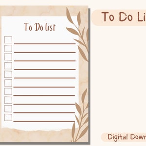 To Do List, Task Lists, Printable To Do List, Simple To Do List, Simple Checklist, Minimal To Do List Printable, Digital To Do List