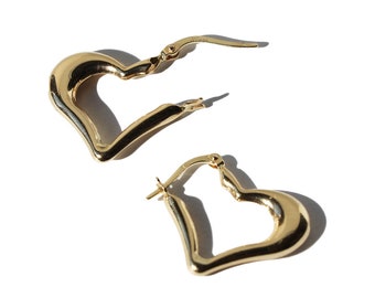 BEMOLY Orecchini A Cerchio Huggie Oro - Placcato 23K, 15 Mm, Con Sfera A Cuore E Zirconia - Confezione Regalo Da 10 Paia