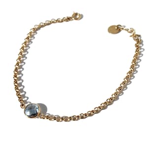 Aquamarine Bracelet 14K Gold Gemstone Color Options I Blue Gemstone Bracelet, March Birthstone Bracelet, Solid Gold Gemstone Bracelets