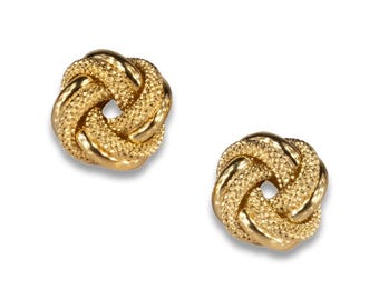 Pendientes de nudo de amor en oro de 14 quilates: joyería nupcial minimalista