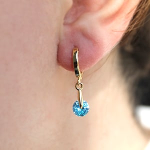 14K Gold Aquamarine Hoop Earrings: March Birthstone Jewelry