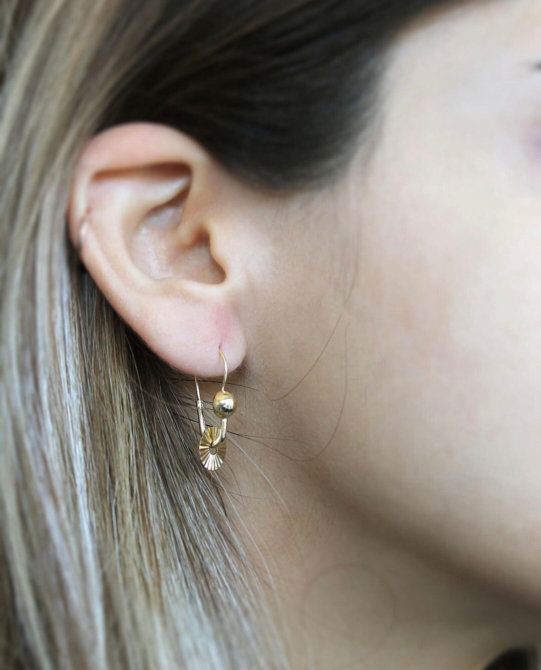 14k Solid Gold Drop Earrings: Minimalist Dangle Jewelry - Etsy Canada