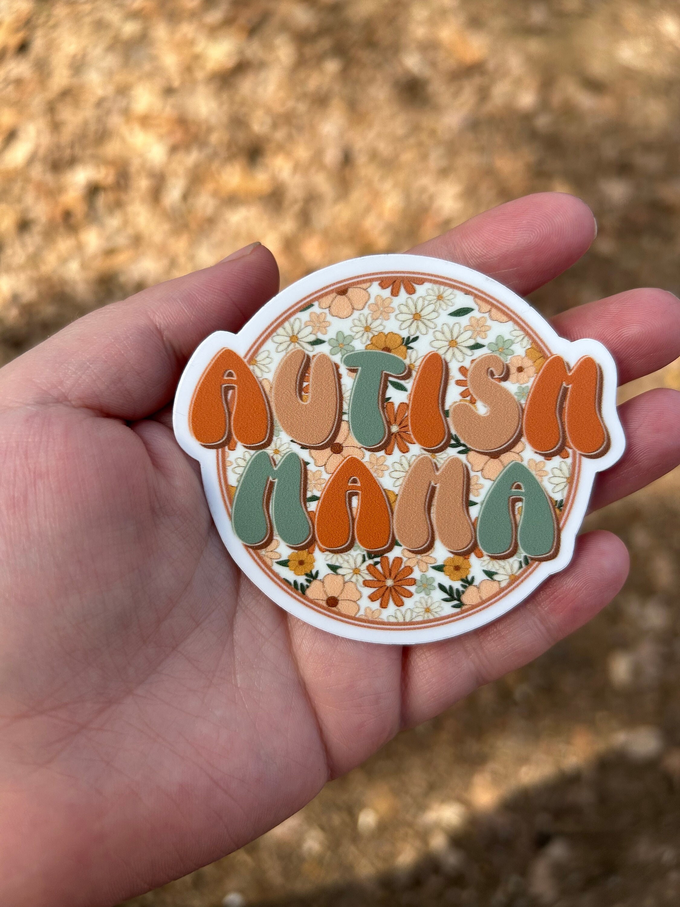 Autism Mama Floral Sticker, Colorful ASD Bumper Sticker, Hippie Mother ...