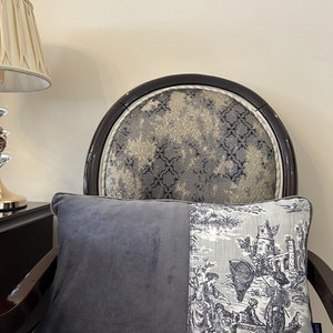 Capa de almofada estilo vintage francês, decoração de casa, 35cm x 55cm cinza toile jouy estampa fronha, capa de almofada toiledejouy