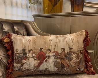 Tapestry Pillow Cover, French Royality Gobelin Cushion, 35x60cm