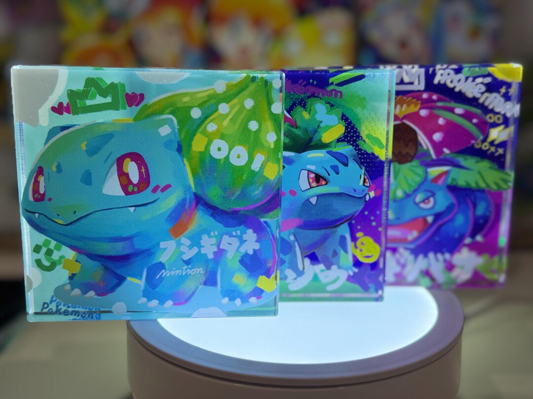 Bulbasaur Evolution Chain Custommade Pokemon Crystal Acrylic Block ...