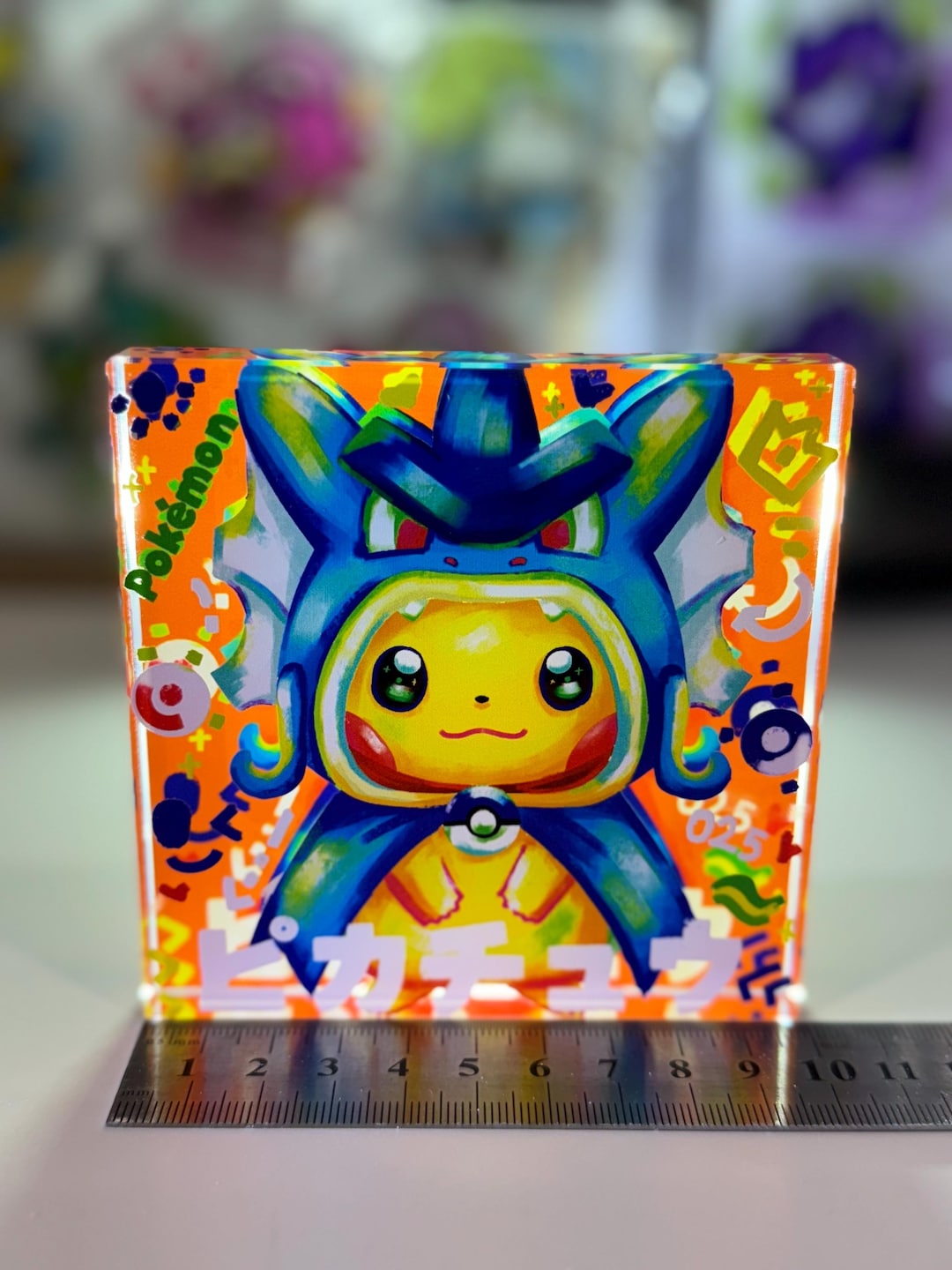 Poncho Pikachu Custommade Pokemon Crystal Acrylic Block 10x10x1.5cm ...