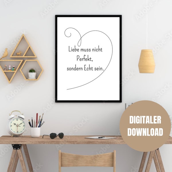 Zitat-Print-Poster , druckbare Wandkunst , Liebesdruck , Schwarz und weiß , minimalistischer Druck , moderne Kunst , Digitaler download .