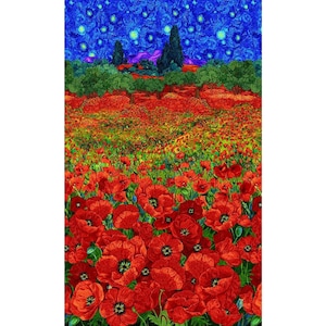 Poppy Dreams Multi Poppies Field Panel, Timeless Treasures Fabrics 100% Cotton Fabric, Quilting Fabric