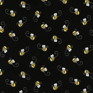 Timeless Treasures  You Are My Sunshine Bees On Black Background, 100 % Cotton Fabric