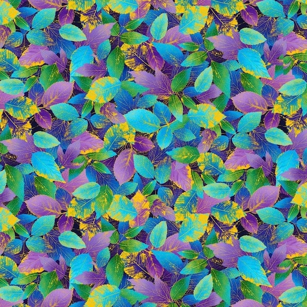 Utopia Leaves Packed Cotton Fabric, Timeless Treasures Fabric, 100% Cotton Fabric
