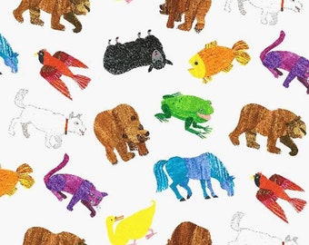 Brown Bear Animal Multi By Eric Carle From Andover, 100% Cotton Fabric
