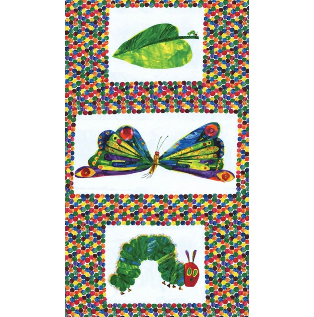 The Very Hungry Caterpillar Transformation Cotton Fabric Panel 23.5x44 From Andover Fabrics by