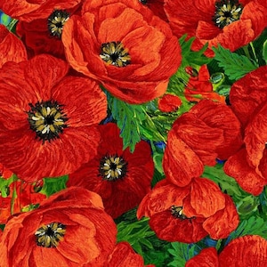 Large Poppy Dreams Quilting Cotton Fabric, Timeless Treasures 100% Cotton Fabric