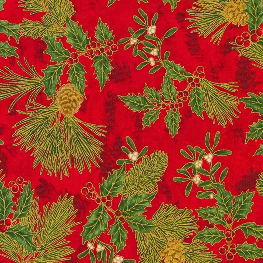 Christmas Fabric Christmas Pine Cones Fabric Holiday Etsy