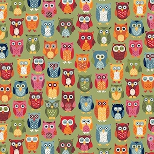 Autumn Days Owls Makower Cotton Fabric, Owls Fabric, 100% Cotton Fabric