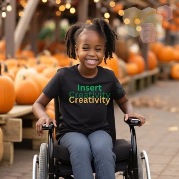 Disability Mockup, Gildan 5000B Mock, Wheelchair Girl Mock up, African American Youth, School Gym, Young Child Mock, Fall Halloween Mockup
