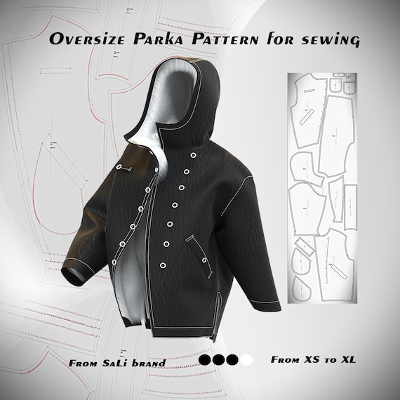 Oversized Parka Sewing Pattern PDF | Women Winter Coat Faux Fur Lining XS-XL | Instant Download