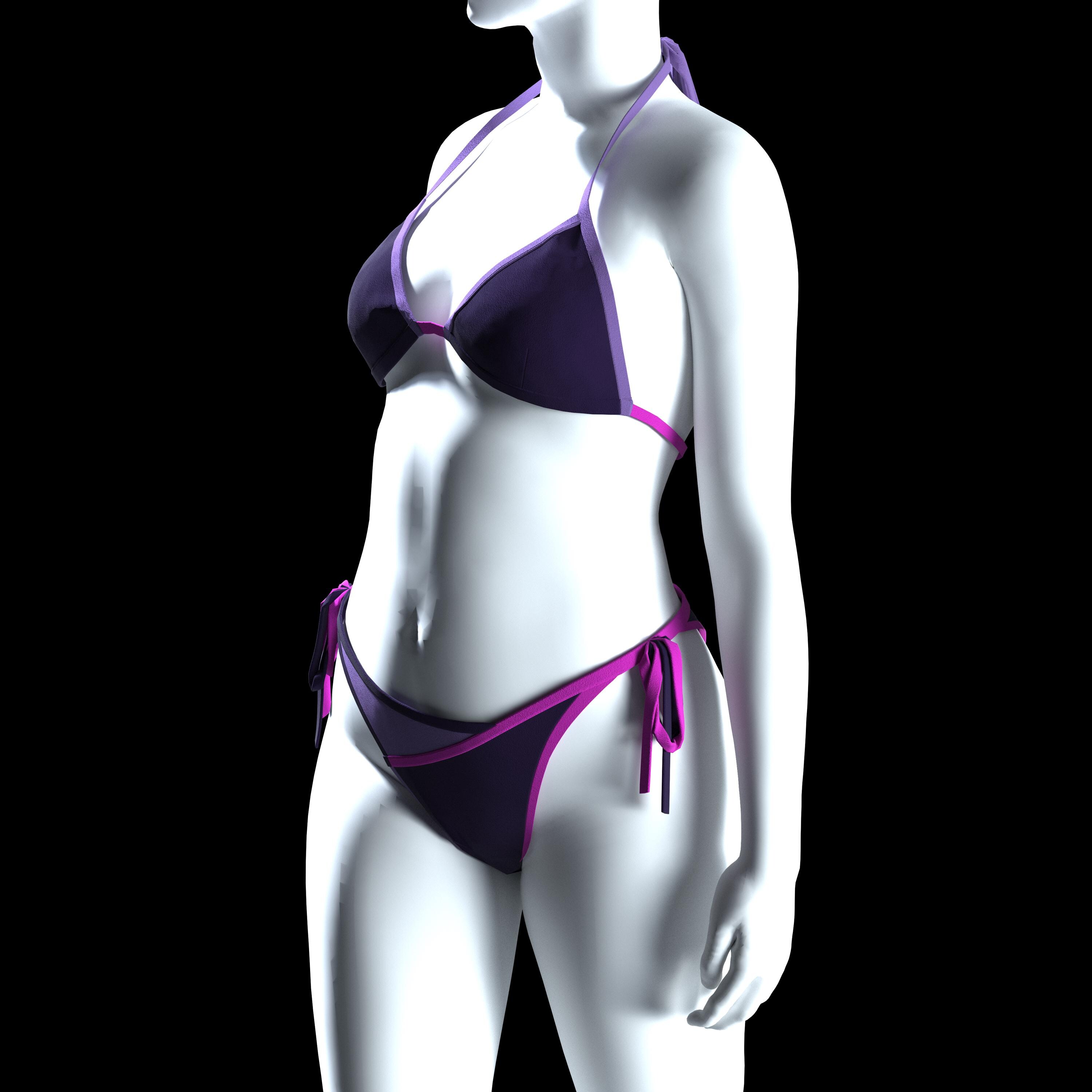 two-pieces bikini patchwork pattern swimsuit