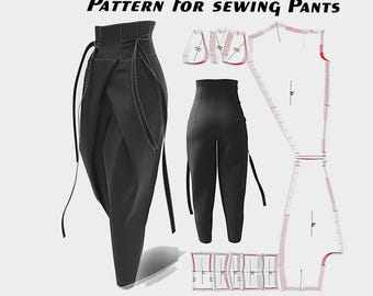 Korsett-Gürtel-Hose Schnittmuster: Elegante Silhouette, tiefe Falte (PDF-Muster)