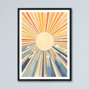 Boho Wall Decor - Radiant Sun Wall Art, Boho Sun Print - Happy Sun, Abstract Art Sun