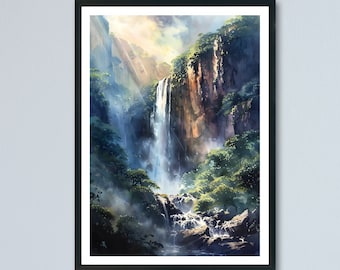 Angel Falls Waterfall Venezuela Watercolor Painting, Venezuela Travel Poster, Angel Falls Venezuela Watercolor Poster