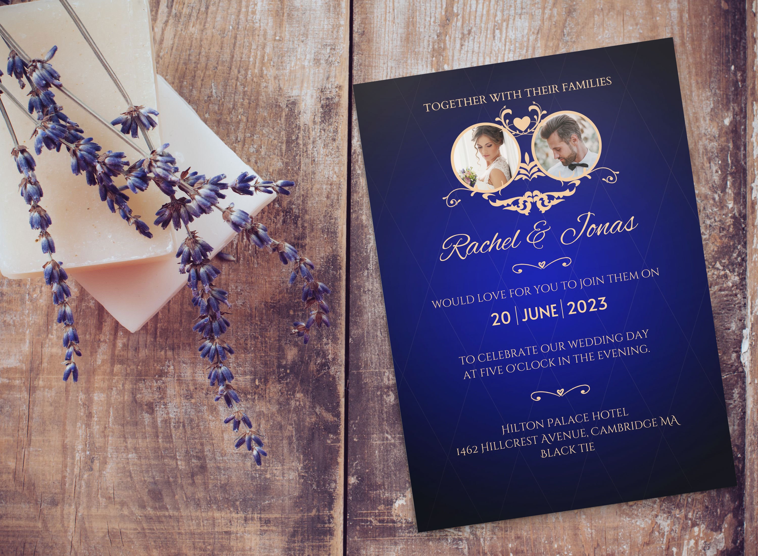 Royal Blue Wedding Invitation Template - Etsy