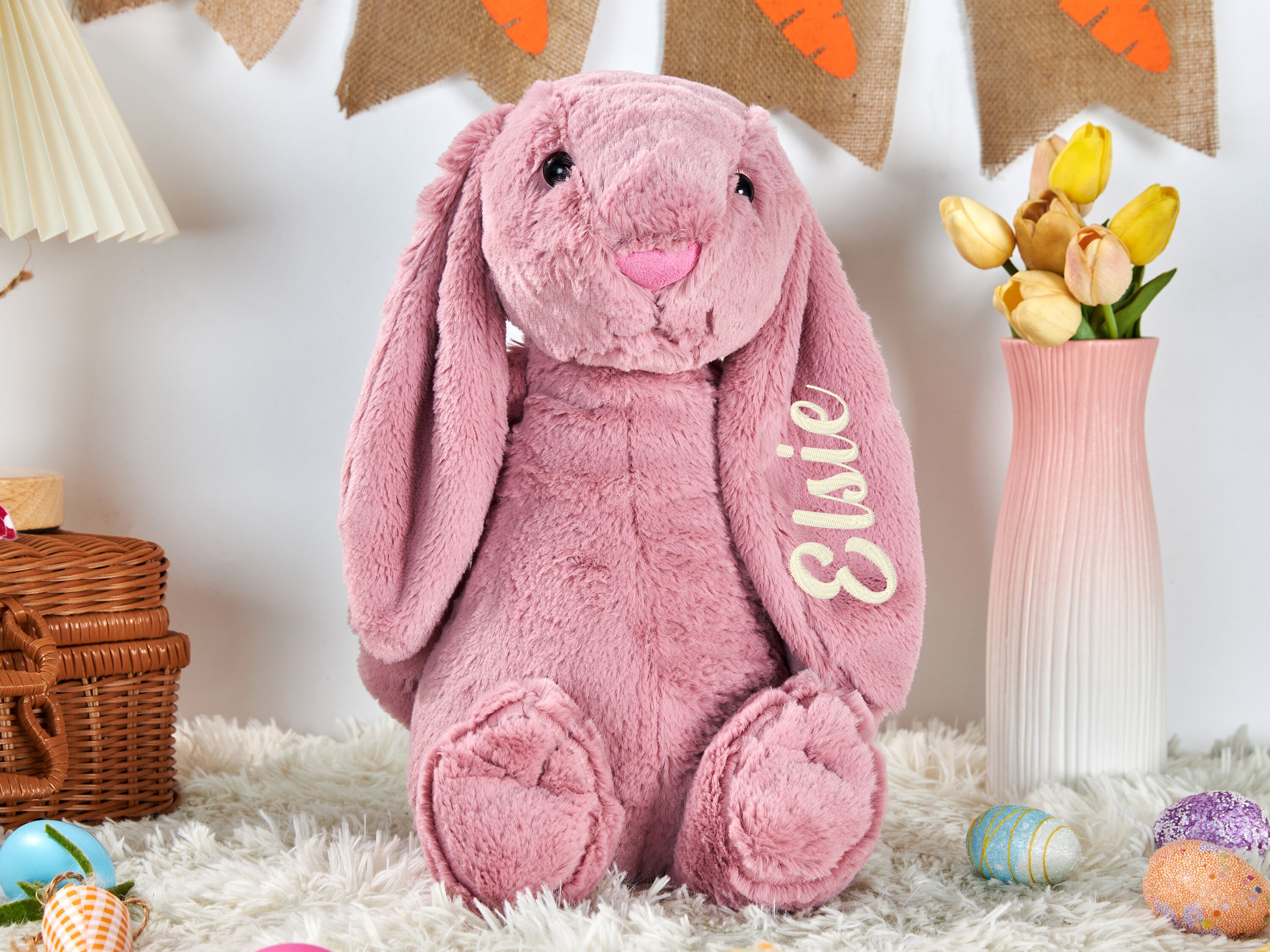 Embroidered Stuffed Animal Bunny Rabbiteaster Bunny Plush Etsy