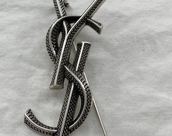 Vintage YSL Silver Brooch