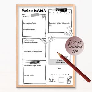 Afdrukbaar profiel voor moeder, cadeau voor Moederdag, verjaardag, Kerstmis, kleinigheidje voor moeder, DIY PDF-bestand, knutselsjabloon
