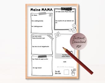 Perfil imprimible para mamá, regalo para el Día de la Madre, cumpleaños, Navidad, detalle para mamá, archivo PDF DIY, plantilla de manualidades