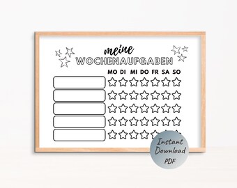 Weekly plan, task plan, task list, reward plan for children to print, learning aid, weekly planner for children, daily planner DIY PDF A4