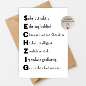 PDF Druckvorlage lustige Geburtstagskarte Karte 60. Geburtstag Geburtstagsgeschenk Glückwunschkarte Mann Frau Grußkarte DIY Geschenk