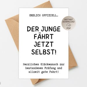 PDF afdruk sjabloon grappige kaart voor het behalen van het rijexamen rijbewijs rijexamen rijbewijskaart DIY cadeau felicitaties