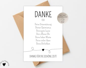 PDF print template card farewell thank you thank you card retirement pension job change for colleague colleague greeting card DIY farewell gift