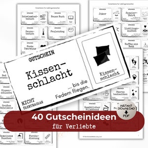 40 DIY Gutscheine für Partner, liebster Mensch, Geschenkidee Geburtstag, Valentinstag, Paaraktivitäten, Druckvorlage PDF Download