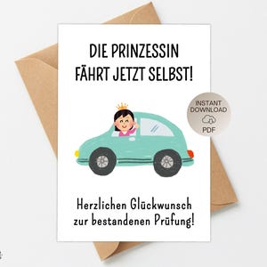 PDF Druckvorlage Witzige Karte Fahrprüfung bestanden Führerschein Führerscheinprüfung Fahrerlaubnis Grußkarte DIY Geschenk Glückwunsch