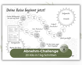Challenge 20kg weight loss diary, lose weight, download PDF file motivation to lose weight and reduce weight diet change