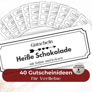 40 DIY Gutscheine für Partner, liebsten Mensch, Geschenkidee zum Valentinstag, Druckvorlage PDF Download