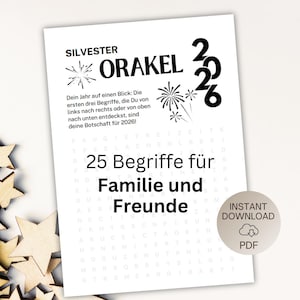 Descargar oráculo, sopa de letras para Nochevieja 2026, PDF imprimible, ensalada de letras de año nuevo, juego de fiesta, decoración, regalo DIY de última hora