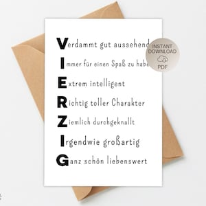 Modèle d'impression PDF Carte d'anniversaire amusante 40e anniversaire Dictons amusants Cadeau d'anniversaire Cadeau en espèces Homme Femme Carte de vœux Cadeau DIY